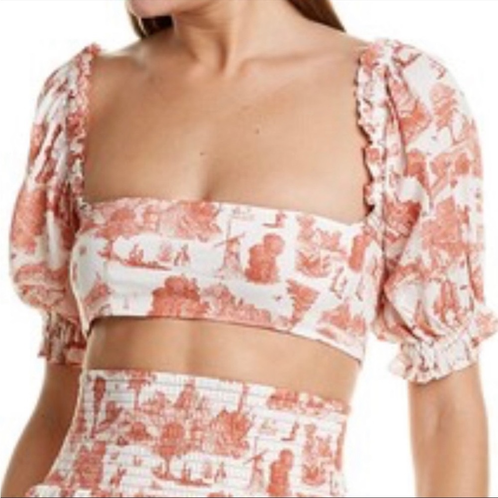 WeWoreWhat Coco Vintage Toile Top - Burnt Orange